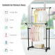 Double Rail Adjustable Clothing Garment Rack with Wheels