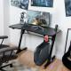 43.5 Inch Height Adjustable Gaming Desk with Blue LED Lights