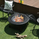 Outdoor Fireplace with BBQ Grill and High-temp Resistance Finish