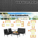 4 Pieces Patio Rattan Furniture Set with Cushion