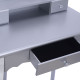 White Vanity Makeup Dressing Table with Rotatable Mirror + 3 Drawers