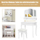 4 Drawers Wood Mirrored Vanity Dressing Table with Stool