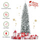 7.5 Feet Unlit Hinged Snow Flocked Artificial Pencil Christmas Tree with 641 Tips