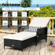 PE Rattan Armrest Chaise Lounge Chair with Adjustable Pillow