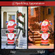 LED Double Santa Yard Christmas Decoration with String Lights and Stakes