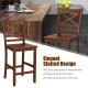 Set of 2 Bar Stools 24 Inch Counter Height Chairs with Rubber Wood Legs