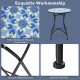 28.5 Inch Patio Mosaic Bistro Round Table with Blue Floral Pattern