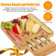 Bamboo Cheese Board & Knife Set  w/ Slide-out Drawer