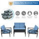 4 Pieces Patio Furniture Set Aluminum Frame Cushioned Sofa