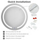 20 Inch LED Touch Button Wall Mount Bathroom Round Mirror