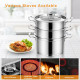 3-Tier Steamer Pot 304 Stainless Steel Steaming Cookware with Glass Lid