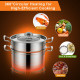 2-Tier Steamer Pot 304 Stainless Steel Steaming Cookware with Glass Lid
