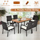 55 Inch Patio Rattan Dining Table with Umbrella Hole