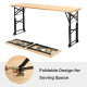 66.5 Inch Outdoor Wood Folding Picnic Table with Adjustable Heights 