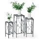 3 Pieces Metal Plant Stand Set with Crystal Floral Accents Square