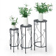 3 Pieces Metal Plant Stand Set with Crystal Floral Accents Round