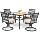 2 Pieces Patio 360° Swivel Dining Chairs with Rocker and Cushioned Armrest