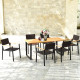 7 Pieces Outdoor Patio Rattan Dining Furniture Table Set with Wicker Chairs