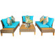 4 Pieces Patio Rattan Furniture Set with Wooden Side Table