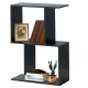 2-Tier Wooden S Shaped Standing Display Storage Shelves Bookcase for Home Office
