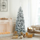 6 Feet Unlit Hinged Snow Flocked Artificial Pencil Christmas Tree with 500 Branch Tip