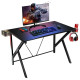 K-Shaped Computer Gaming Desk 45-Inch Racing Desk with Cup Headphone Holder and Game Storage