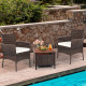 2 Pieces Outdoor PE Rattan Armchairs with Removable Cushions