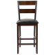 2-Pieces Upholstered Bar Stools Counter Height Chairs with PU Leather Cover