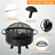 30 Inch Patio Round Fire Pit with  Fire Poker Cooking Grill