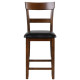 2Pcs Counter Height Chair Set with Leather Seat and Rubber Wood Legs