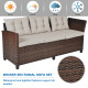 3 Pieces Rattan Sofa Set with Cushions for Patio, Garden, Lawn
