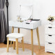Vanity Makeup Table Cushioned Stool Set with Flip Top Mirror