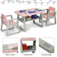 Kids Table and 2 Chairs Set with Storage Shelf