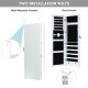 Door Mounted Lockable Mirrored Jewelry Cabinet with LED Lights