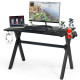 Gaming Desk with Mousepad and Cup Headphone Holder