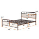 Queen size Metal Bed Frame Platform Bed Upholstered Panel