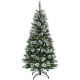 6 Feet Snow Flocked Artificial Christmas Hinged Tree with Red Berries