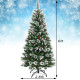 6 Feet Snow Flocked Artificial Christmas Hinged Tree with Red Berries