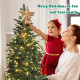 6 Feet Pre-Lit Artificial Hinged Pencil Christmas Tree with 250 Lights and Metal Stand