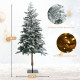 Artificial Snow Flocked Pencil Christmas Tree with Warm White LED Lights