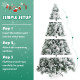 8 Feet Snow Flocked Christmas Tree Glitter Tips with Pine Cone and Red Berries
