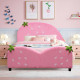 Kids Children Upholstered Berry Pattern Toddler Bed