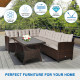 3 Pieces Rattan Sofa Set with Cushions for Patio, Garden, Lawn