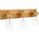 Reward-3-Light Vanity Lamp w/ Gold Finish and Clear Glass Shade