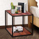 20 Inch Metal Square Side Table Coffee Stand Bottom with 2-Tier Shelf