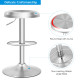 Brushed Stainless Steel Bar Stool Adjustable Height Round Top