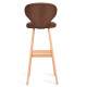 Set of 2 Brown Bar Stools Pub Chair Fabric