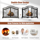 Fireplace Screen with Hinged Magnetic Two-doors Flat Guard