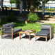 3 Piece Patio Acacia Sofa Set with Nylon Armrest