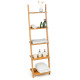5-Tier Ladder Shelf Modern Bamboo Leaning Bookshelf Ladder Bookcase